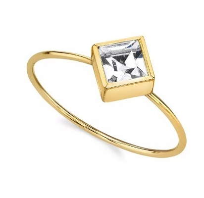 Anello in cristallo di zirconia cubica in oro 14K OEM Anello in strass