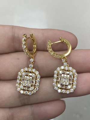 Orecchini bianchi CZ 925 in argento sterling stile classico per fidanzamento e matrimonio