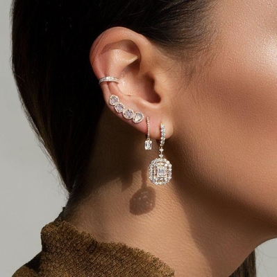 Orecchini bianchi CZ 925 in argento sterling stile classico per fidanzamento e matrimonio
