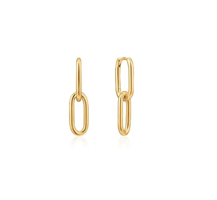 Festa di nozze Simple Silver Cable Link Stud Orecchino altezza 30mm Disegno elegante