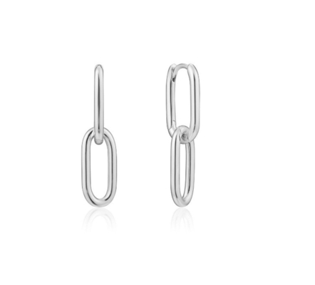 Festa di nozze Simple Silver Cable Link Stud Orecchino altezza 30mm Disegno elegante