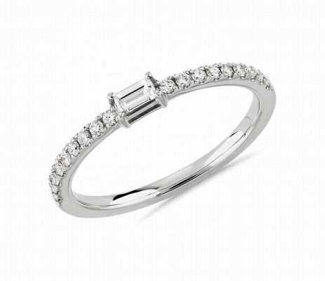 Gioielli pregiati Anello in argento sterling 925 con pietre verdi o bianche e rivestimento in oro 18K