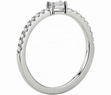 Gioielli pregiati Anello in argento sterling 925 con pietre verdi o bianche e rivestimento in oro 18K
