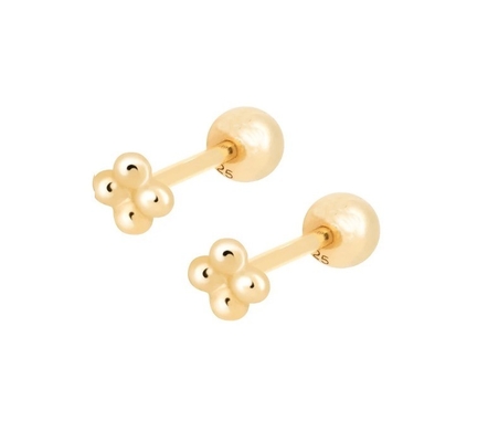 6mm di argento miniatura con perline di palla Barbell Stud orecchini con retro a vite Gioielli
