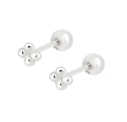 6mm di argento miniatura con perline di palla Barbell Stud orecchini con retro a vite Gioielli