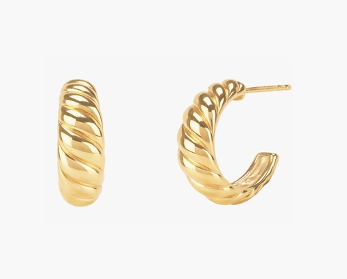 Orecchini Croissant Dome Hoop 18K Dorato Placcato Argento Croissant Dome Hoops