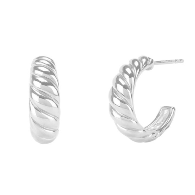 Orecchini Croissant Dome Hoop 18K Dorato Placcato Argento Croissant Dome Hoops