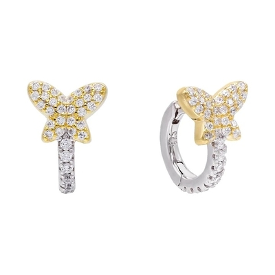 Mini Summer Butterfly White CZ Huggies 925 orecchini in argento sterling