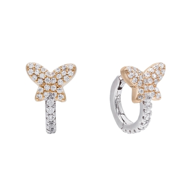 Mini Summer Butterfly White CZ Huggies 925 orecchini in argento sterling