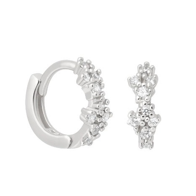 CZ 925 Sterling Silevr Huggies in forma di fiore