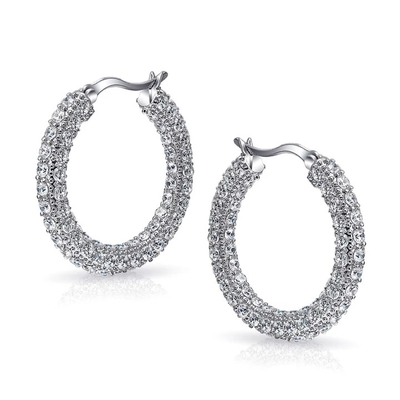 925 Sterling Silver Bridal Pave White CZ Hoop Earrings per spose all'avanguardia
