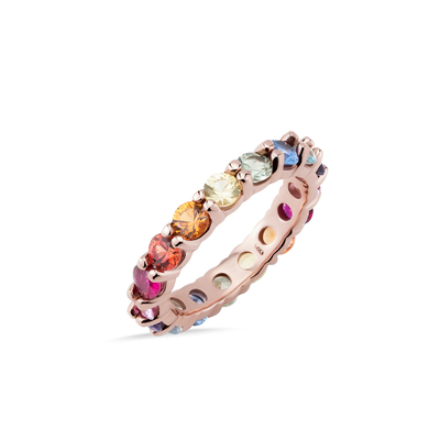 Accessoari in zircone cubo colorato di punta unica Donna 925 Sterling Silver Eternity Band Ring