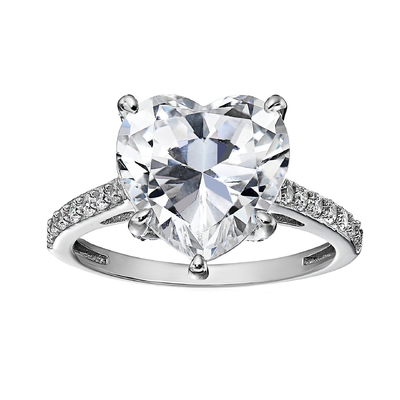 Tecnologia Micro Insert Inlay Taglio cuore CZ Pietra 925 Sterling Silver Anelli di fidanzamento
