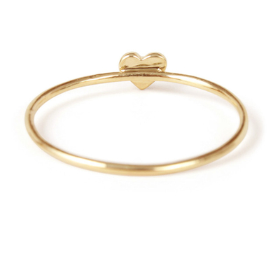 Anello di cuore di design semplice e delicato Verità 925 Sterling Silver 18K Oro Placcato