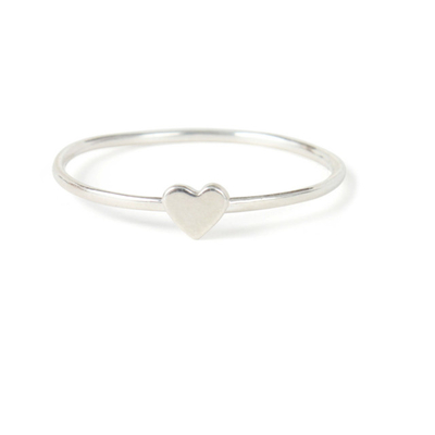 Anello di cuore di design semplice e delicato Verità 925 Sterling Silver 18K Oro Placcato