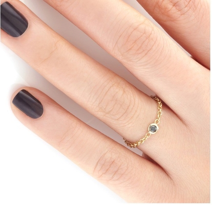 Dimensione 3mm Pietra Popolare Dorato Placcato 925 Argento Confezionamento Conca Nera CZ Catena Anello Beneficio