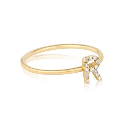 Gioielli d'argento personalizzati 18K oro rivestito Impilazione iniziale CZ anelli sottili per donne