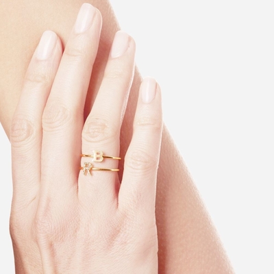 Gioielli d'argento personalizzati 18K oro rivestito Impilazione iniziale CZ anelli sottili per donne