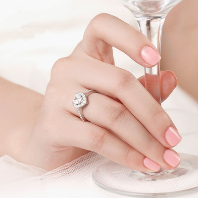 In ottone Creativo in forma di cuore Chiaro CZ 925 Sterling Silver Eternity Band Anelli Per Donne Gioielli