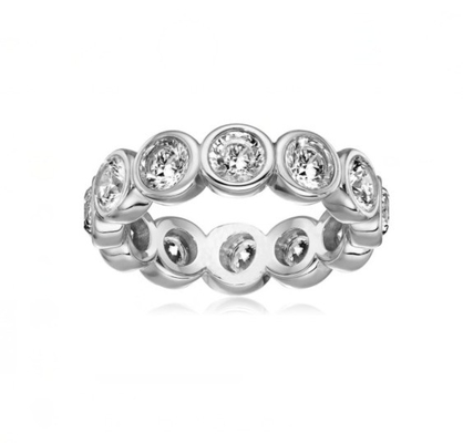 CLASSIC Ins 18K oro placcato Setting bezel CZ Eternity Band 925 Sterling anelli d' argento
