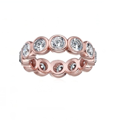 CLASSIC Ins 18K oro placcato Setting bezel CZ Eternity Band 925 Sterling anelli d' argento