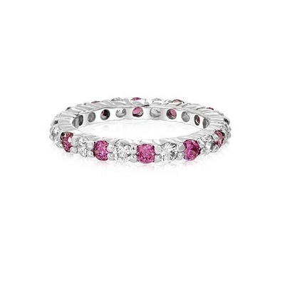 925 Silver Eternity Band Anello con incollatura in oro rosa e pietra di nascita CZ Stones Opzione