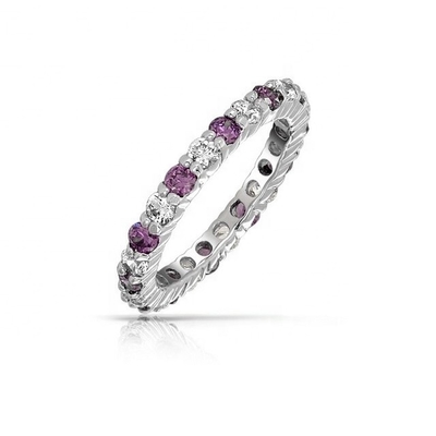 925 Silver Eternity Band Anello con incollatura in oro rosa e pietra di nascita CZ Stones Opzione