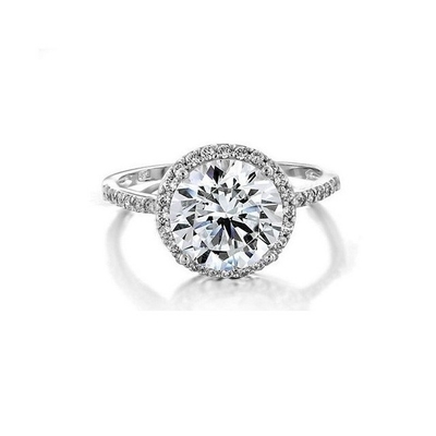 925 Sterling Silver 10mm Bianco CZ Anello di fidanzamento da solitario con pietra principale Dimensione 10mm
