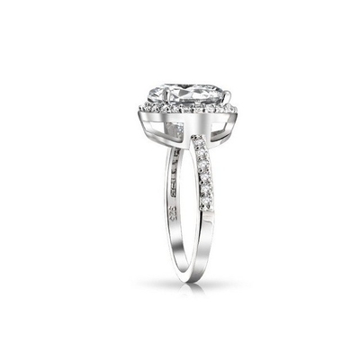 925 Sterling Silver 10mm Bianco CZ Anello di fidanzamento da solitario con pietra principale Dimensione 10mm