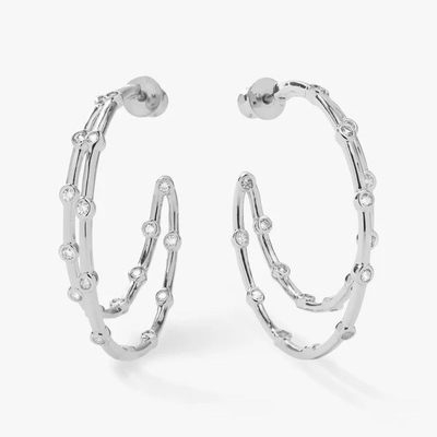 Orecchini a cerchio in zirconia bianca cubica Set di cerchi a cerchio gemello 18K oro