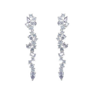 Cluster Drop Bridal Statement Orecchini Bianco Cubico Zircone ottone Orecchini personalizzati