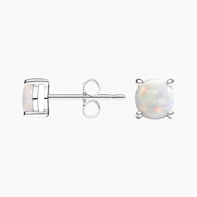 18K Oro 6MM Solitario Opal Stud Orecchini Per Donne E Ragazze Gioielli Pregiati