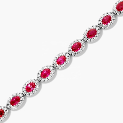 5.7mm Larghezza Circone Tenis Bracelet Ovale Smeraldo Bianco 14K Oro Bracelet Donne
