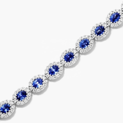 5.7mm Larghezza Circone Tenis Bracelet Ovale Smeraldo Bianco 14K Oro Bracelet Donne