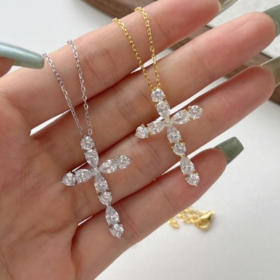 Personalizza 925 Sterling Silver Cross Collare 18k Silver Cross And Chain Signore