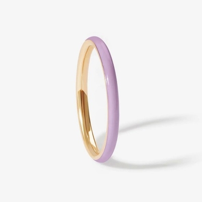 Anelli dorati rosa smalto 18K Anelli di impilamento in argento massello 925 sterling