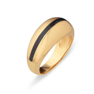Ingrosso 18K Gold Plated Strip Pink Enamel Dome 925 Sterling Silver Anello Donne