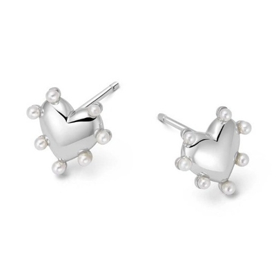Forma di cuore perle orecchini di punta fatti a mano in 925 sterling argento 14K oro per ragazze moda gioielli pregiati