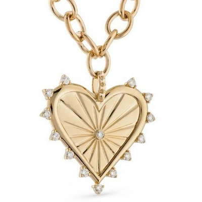 Oro 18K Bianco CZ Spiced Love Heart Charm Collare 925 Sterling Silver Pendenti