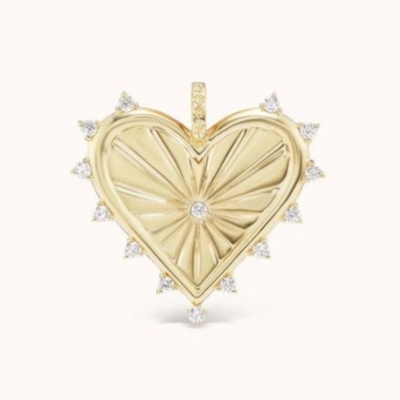 Oro 18K Bianco CZ Spiced Love Heart Charm Collare 925 Sterling Silver Pendenti