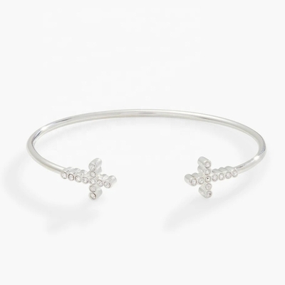 925 14K Gold Cross Bracelet Bracelet Con Pave Crystal Zircon Per Donne