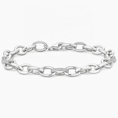 Chic Style Micro Insert Inlay Tecnologia 925 Sterling Silver Bianco Oro Link Bracelet