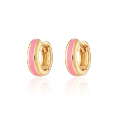 925 Logo personalizzato 18K oro placcato rosa smalto Huggie orecchini per donna