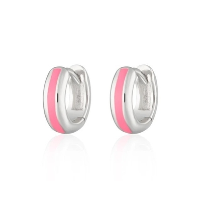 925 Logo personalizzato 18K oro placcato rosa smalto Huggie orecchini per donna