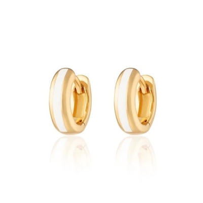 925 Logo personalizzato 18K oro placcato rosa smalto Huggie orecchini per donna