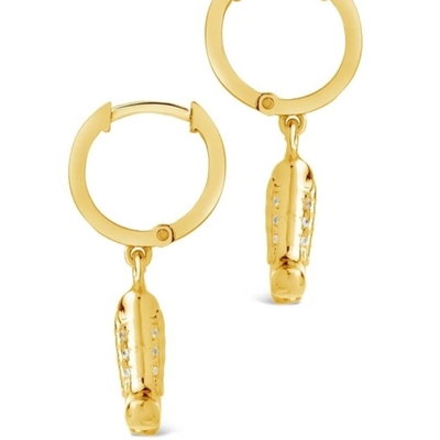Scarpe da cowboy micro delicate orecchini in ottone bianco CZ Pietra orecchini in ottone Dangle