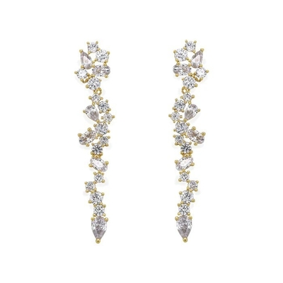 Cluster Drop Bridal Statement Orecchini Bianco Cubico Zircone ottone Orecchini personalizzati