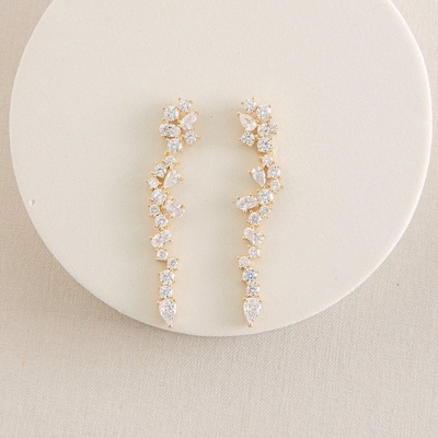 Cluster Drop Bridal Statement Orecchini Bianco Cubico Zircone ottone Orecchini personalizzati