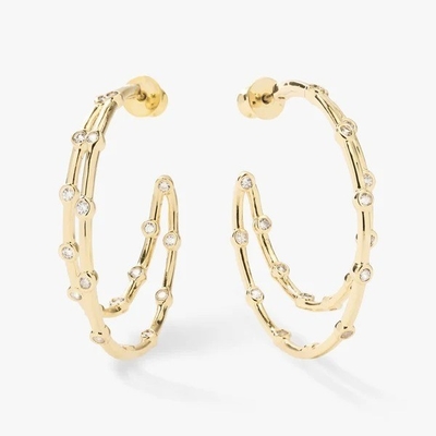 Orecchini a cerchio in zirconia bianca cubica Set di cerchi a cerchio gemello 18K oro