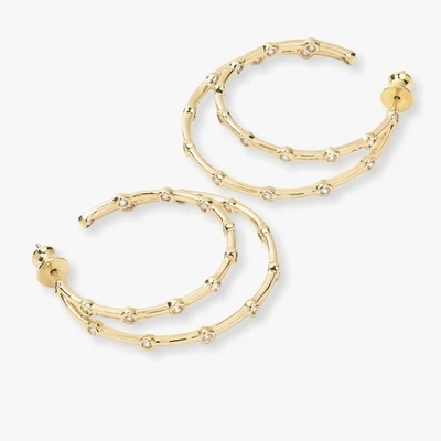 Orecchini a cerchio in zirconia bianca cubica Set di cerchi a cerchio gemello 18K oro